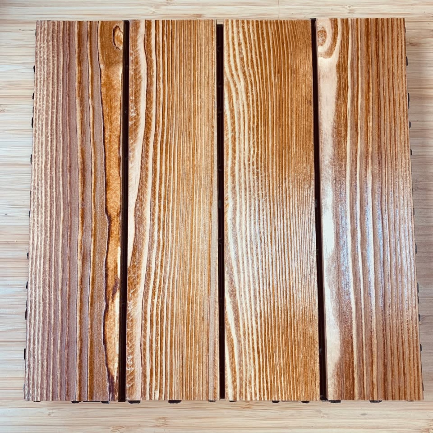 Acacia Wood Interlocking Deck Tiles — 12 × 12 in, set of 10 photo 2