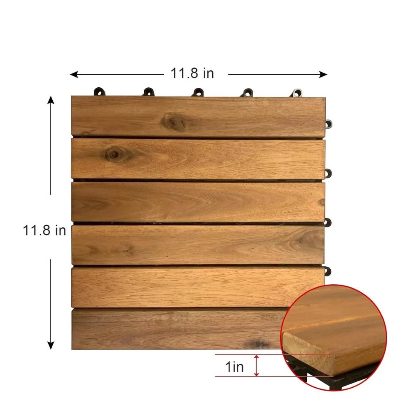 Acacia Wood Interlocking Deck Tiles — 12 × 12 in, set of 10 photo 4