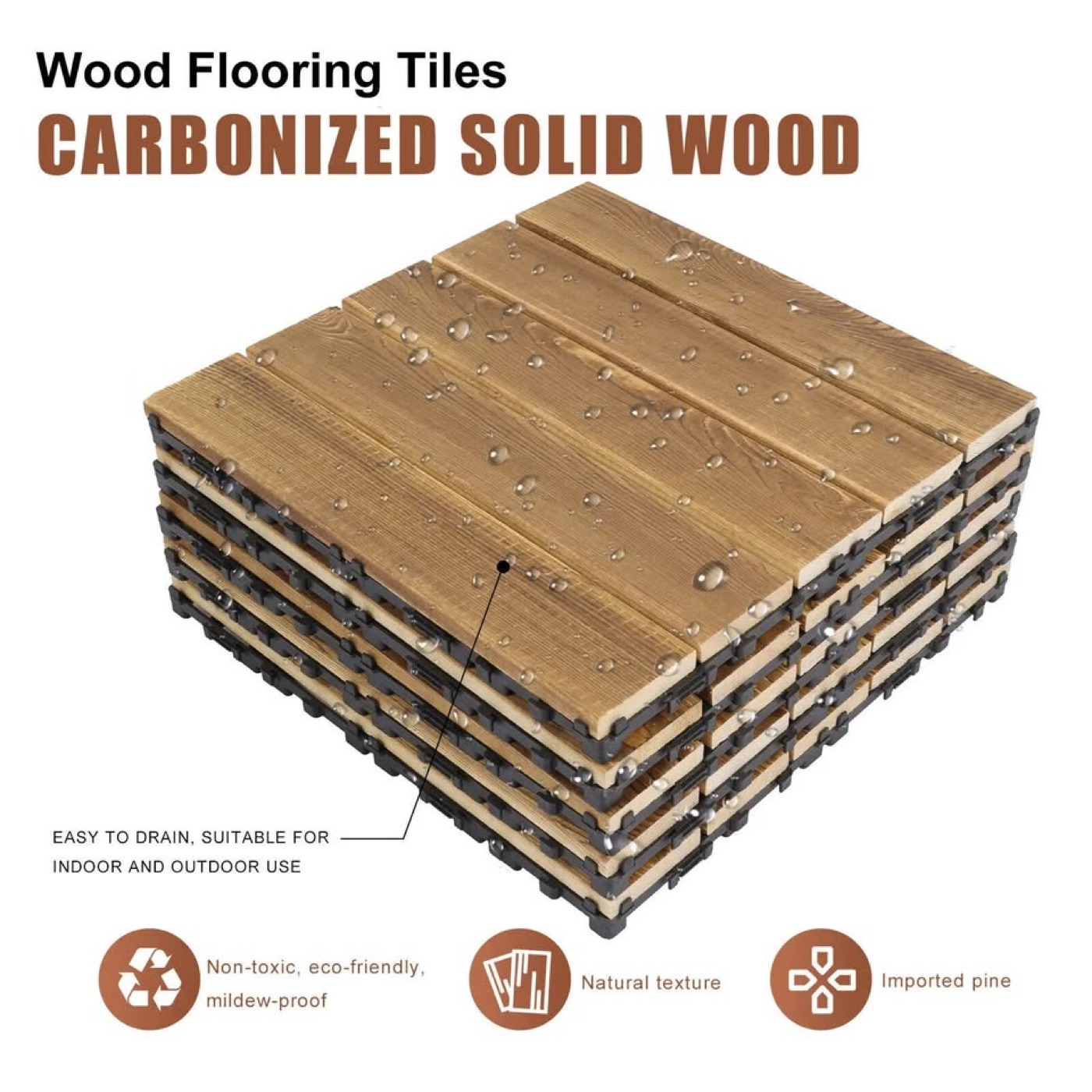 Acacia Wood Interlocking Deck Tiles — 12 × 12 in, set of 10 photo 5