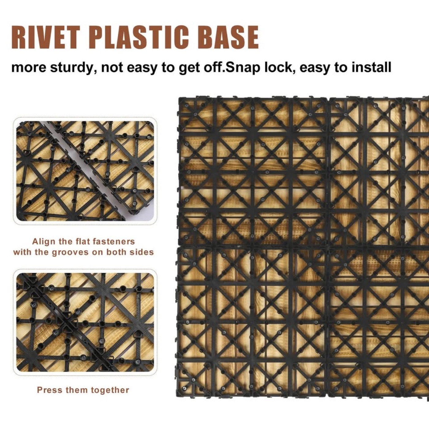Acacia Wood Interlocking Deck Tiles — 12 × 12 in, set of 10 photo 6