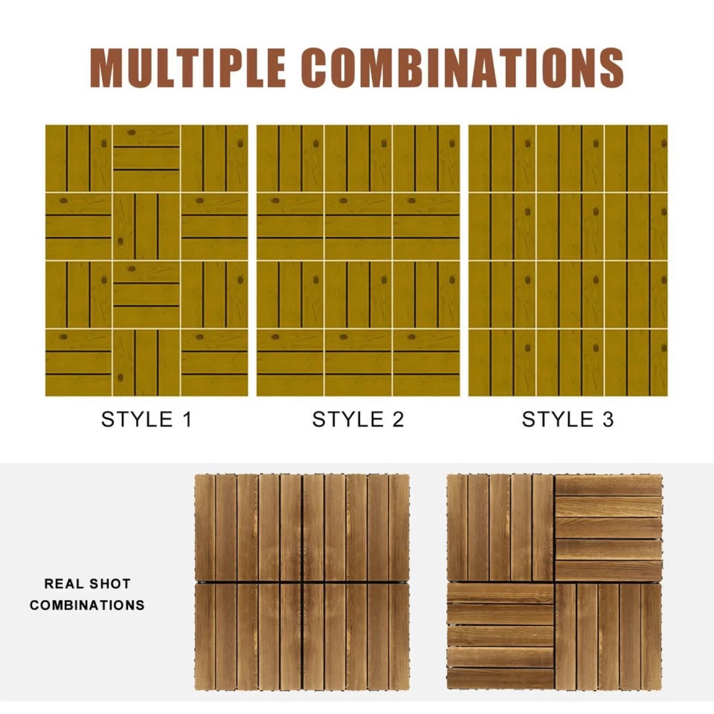 Acacia Wood Interlocking Deck Tiles — 12 × 12 in, set of 10 photo 8