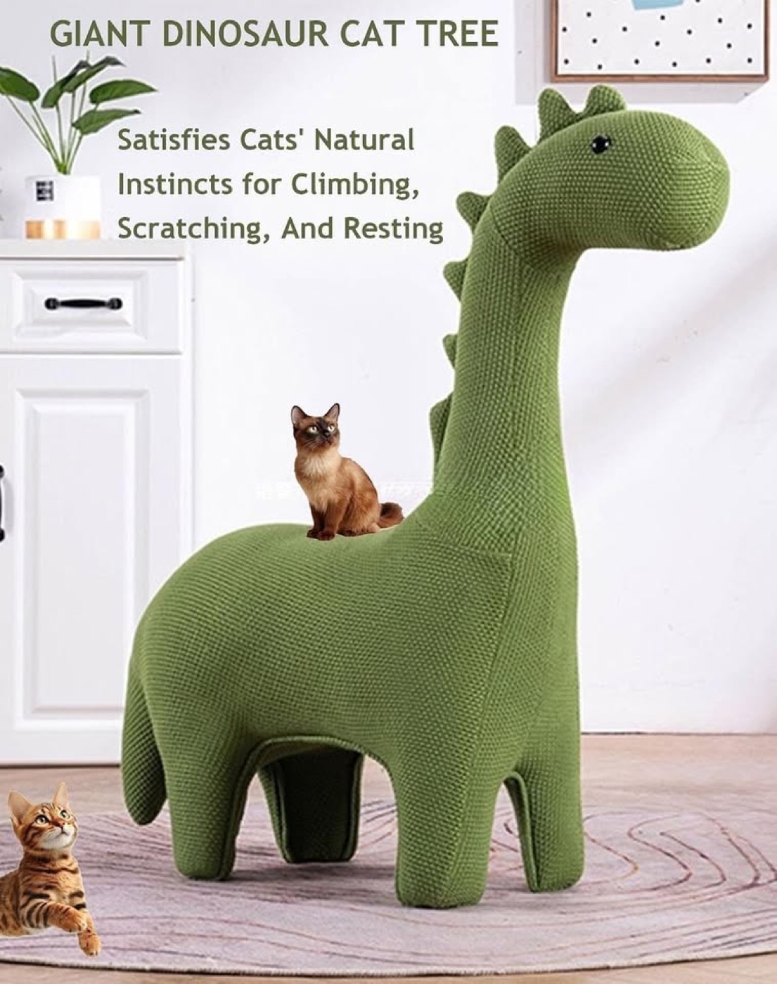 Giant Dinosaur Cat Tree & Bench Seat photo 2
